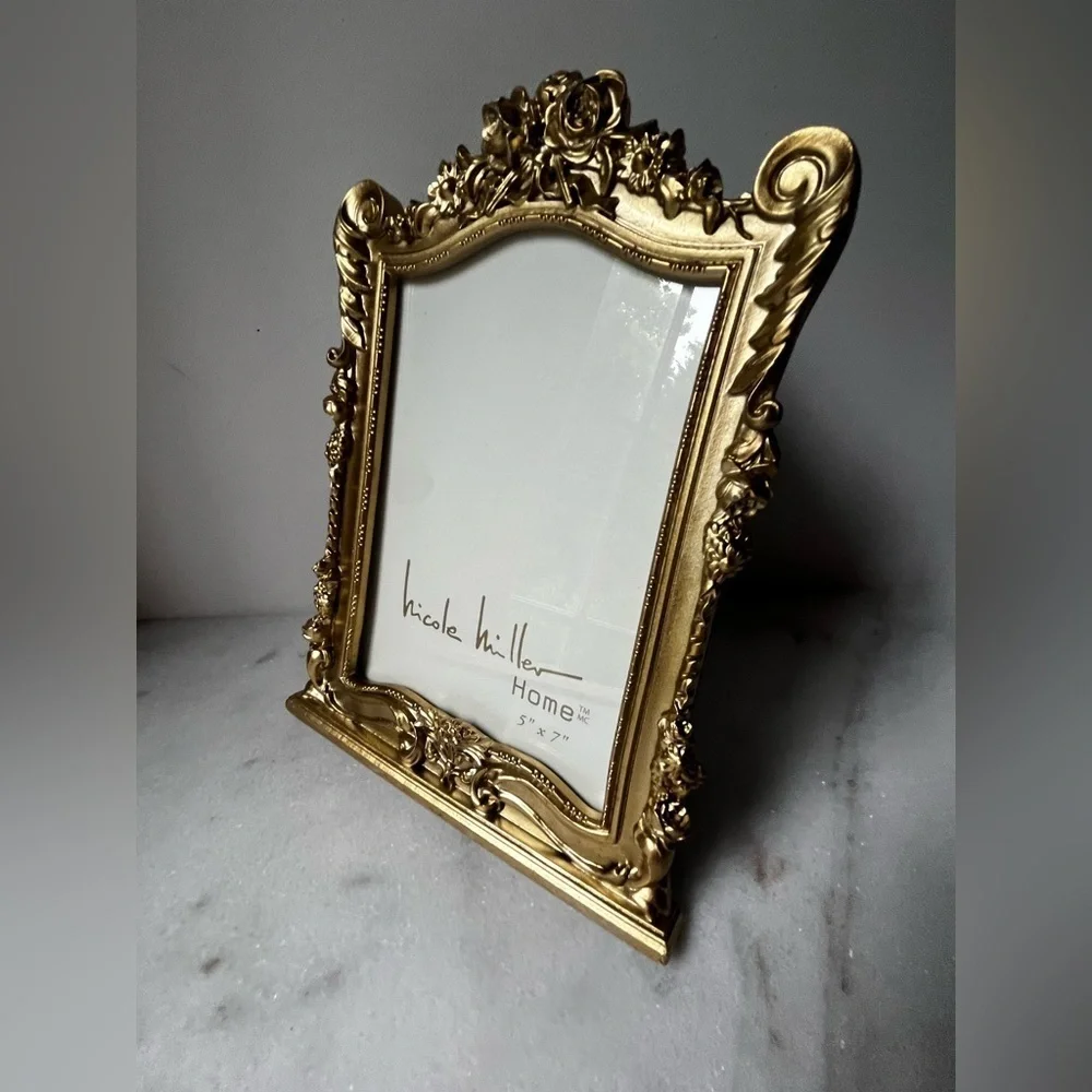 Nicole Miller Gold Ornate Picture Frame for 5x7” photo